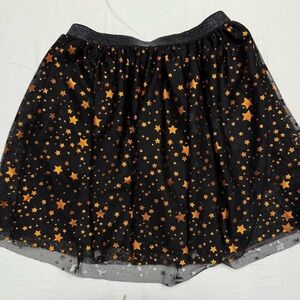 Way To Celebrate! Halloween Tutu Skirt Black Orange Stars Girls Size 10/12